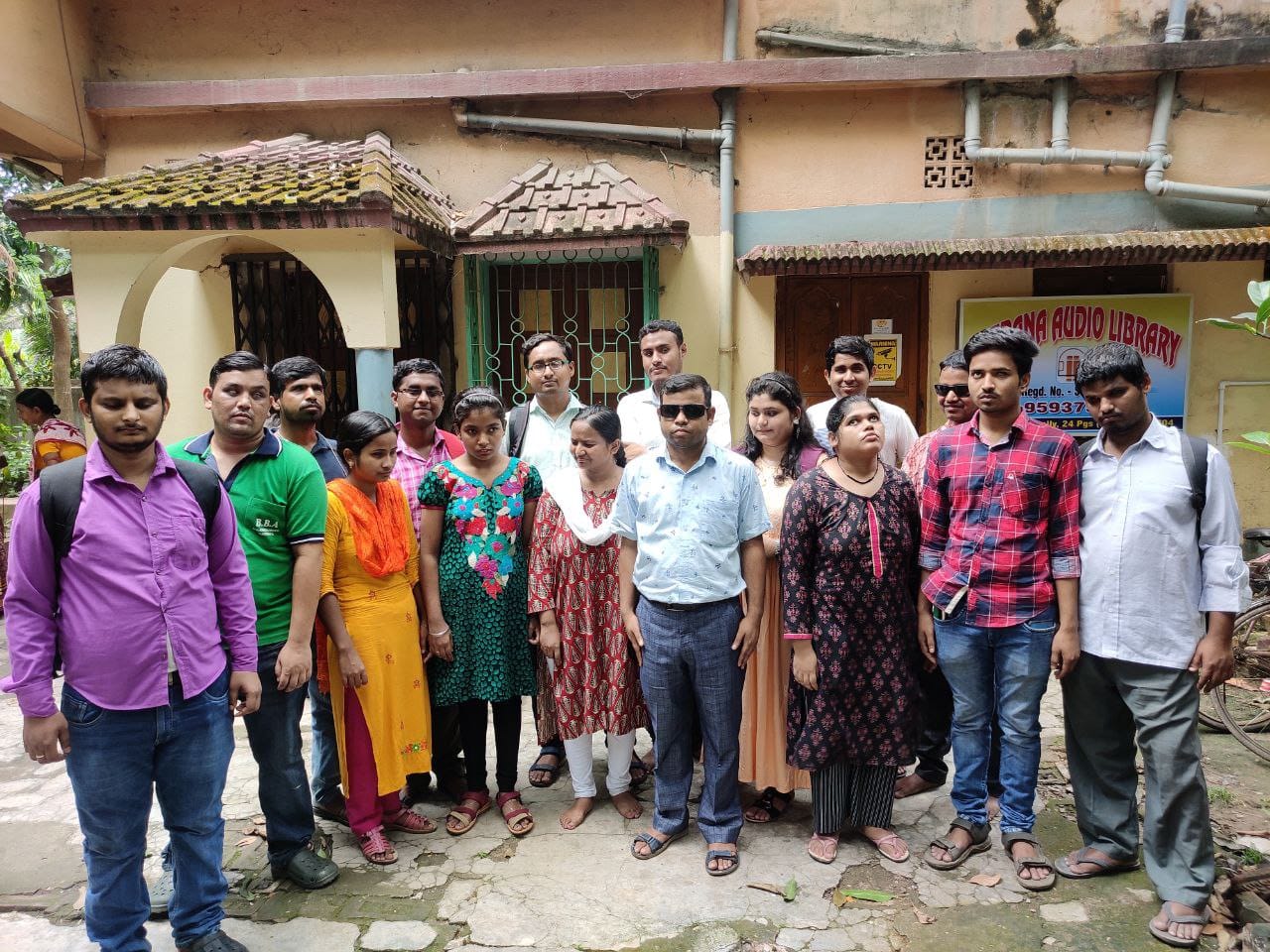Team gathering at audio library